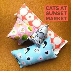 Cats at Sunset Market~ Handmade All Natural Catnip Toys Kitty Pillows 4 Pieces